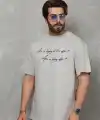 Erkek Kısa Kol Yazlık Tişört Bisiklet Yaka Baskılı Oversize T-Shirt - Gri