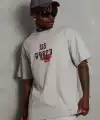 Erkek Kısa Kol Yazlık Tişört Bisiklet Yaka Baskılı Oversize T-Shirt - Gri