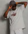 Erkek Kısa Kol Yazlık Tişört Bisiklet Yaka Baskılı Oversize T-Shirt - Gri