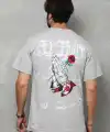 Erkek Kısa Kol Yazlık Tişört Bisiklet Yaka Baskılı Oversize T-Shirt - Gri