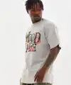 Erkek Kısa Kol Yazlık Tişört Bisiklet Yaka Baskılı Oversize T-Shirt - Gri