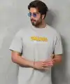 Erkek Kısa Kol Yazlık Tişört Bisiklet Yaka Baskılı Oversize T-Shirt - Gri