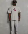 Erkek Kısa Kol Yazlık Tişört Bisiklet Yaka Baskılı Oversize T-Shirt - Gri