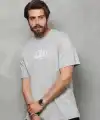 Erkek Kısa Kol Yazlık Tişört Bisiklet Yaka Baskılı Oversize T-Shirt - Gri