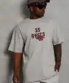 Erkek Kısa Kol Yazlık Tişört Bisiklet Yaka Baskılı Oversize T-Shirt - Gri