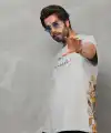 Erkek Kısa Kol Yazlık Tişört Bisiklet Yaka Baskılı Oversize T-Shirt - Gri