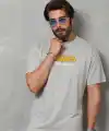 Erkek Kısa Kol Yazlık Tişört Bisiklet Yaka Baskılı Oversize T-Shirt - Gri
