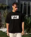 Erkek Kısa Kol Yazlık Tişört Bisiklet Yaka Baskılı Oversize T-Shirt - Siyah