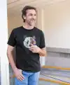 Erkek Kısa Kol Yazlık Tişört Bisiklet Yaka Baskılı Oversize T-Shirt - Siyah