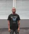 Erkek Kısa Kol Yazlık Tişört Bisiklet Yaka Baskılı Oversize T-Shirt - Siyah