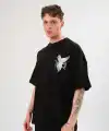 Erkek Kısa Kol Yazlık Tişört Bisiklet Yaka Baskılı Oversize T-Shirt - Siyah