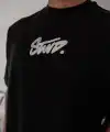 Erkek Kısa Kol Yazlık Tişört Bisiklet Yaka Baskılı Oversize T-Shirt - Siyah
