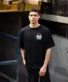 Erkek Kısa Kol Yazlık Tişört Bisiklet Yaka Baskılı Oversize T-Shirt - Siyah