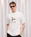 Erkek Kısa Kol Yazlık Tişört Bisiklet Yaka Baskılı Oversize T-Shirt - Siyah