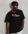Erkek Kısa Kol Yazlık Tişört Bisiklet Yaka Baskılı Oversize T-Shirt - Siyah