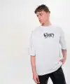 Erkek Kısa Kol Yazlık Tişört Bisiklet Yaka Baskılı Oversize T-Shirt - Siyah