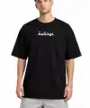 Erkek Kısa Kol Yazlık Tişört Bisiklet Yaka Baskılı Oversize T-Shirt - Siyah
