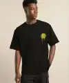 Erkek Kısa Kol Yazlık Tişört Bisiklet Yaka Baskılı Oversize T-Shirt - Siyah