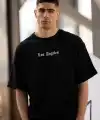 Erkek Kısa Kol Yazlık Tişört Bisiklet Yaka Baskılı Oversize T-Shirt - Siyah