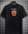 Erkek Kısa Kol Yazlık Tişört Bisiklet Yaka Baskılı Oversize T-Shirt - Siyah