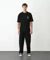 Erkek Kısa Kol Yazlık Tişört Bisiklet Yaka Baskılı Oversize T-Shirt - Siyah