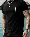 Erkek Kısa Kol Yazlık Tişört Bisiklet Yaka Baskılı Oversize T-Shirt - Siyah
