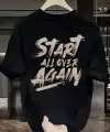 Erkek Kısa Kol Yazlık Tişört Bisiklet Yaka Baskılı Oversize T-Shirt - Siyah