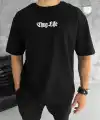 Erkek Kısa Kol Yazlık Tişört Bisiklet Yaka Baskılı Oversize T-Shirt - Siyah