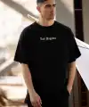 Erkek Kısa Kol Yazlık Tişört Bisiklet Yaka Baskılı Oversize T-Shirt - Siyah