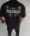 Erkek Kısa Kol Yazlık Tişört Bisiklet Yaka Baskılı Oversize T-Shirt - Siyah