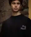 Erkek Kısa Kol Yazlık Tişört Bisiklet Yaka Baskılı Oversize T-Shirt - Siyah