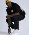 Erkek Kısa Kol Yazlık Tişört Bisiklet Yaka Baskılı Oversize T-Shirt - Siyah