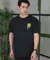 Erkek Kısa Kol Yazlık Tişört Bisiklet Yaka Baskılı Oversize T-Shirt - Siyah