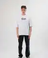 Erkek Kısa Kol Yazlık Tişört Bisiklet Yaka Baskılı Oversize T-Shirt - Siyah