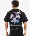Erkek Kısa Kol Yazlık Tişört Bisiklet Yaka Baskılı Oversize T-Shirt - Siyah