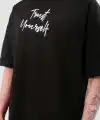 Erkek Kısa Kol Yazlık Tişört Bisiklet Yaka Baskılı Oversize T-Shirt -  Siyah