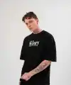 Erkek Kısa Kol Yazlık Tişört Bisiklet Yaka Baskılı Oversize T-Shirt -  Siyah