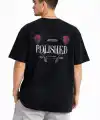 Erkek Kısa Kol Yazlık Tişört Bisiklet Yaka Baskılı Oversize T-Shirt - Siyah