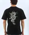 Erkek Kısa Kol Yazlık Tişört Bisiklet Yaka Baskılı Oversize T-Shirt - Siyah