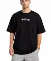 Erkek Kısa Kol Yazlık Tişört Bisiklet Yaka Baskılı Oversize T-Shirt - Siyah