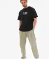Erkek Kısa Kol Yazlık Tişört Bisiklet Yaka Baskılı Oversize T-Shirt - Siyah