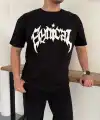 Erkek Kısa Kol Yazlık Tişört Bisiklet Yaka Baskılı Oversize T-Shirt - Siyah