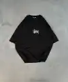 Erkek Kısa Kol Yazlık Tişört Bisiklet Yaka Baskılı Oversize T-Shirt - Siyah