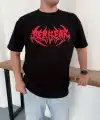 Erkek Kısa Kol Yazlık Tişört Bisiklet Yaka Baskılı Oversize T-Shirt - Siyah