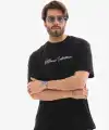 Erkek Kısa Kol Yazlık Tişört Bisiklet Yaka Baskılı Oversize T-Shirt - Siyah