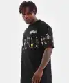 Erkek Kısa Kol Yazlık Tişört Bisiklet Yaka Baskılı Oversize T-Shirt - Siyah