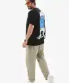 Erkek Kısa Kol Yazlık Tişört Bisiklet Yaka Baskılı Oversize T-Shirt - Siyah