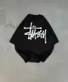 Erkek Kısa Kol Yazlık Tişört Bisiklet Yaka Baskılı Oversize T-Shirt - Siyah