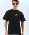 Erkek Kısa Kol Yazlık Tişört Bisiklet Yaka Baskılı Oversize T-Shirt - Siyah