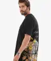 Erkek Kısa Kol Yazlık Tişört Bisiklet Yaka Baskılı Oversize T-Shirt - Siyah